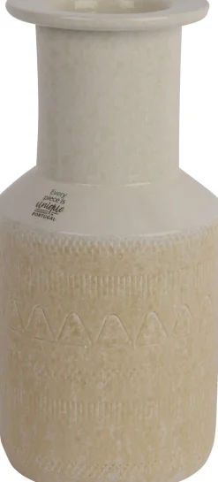 Decoris vaas beige / wit D 14 H 30 cm