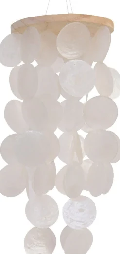 Decoris windgong schelpen Deena wit D 14,5 H 36 cm