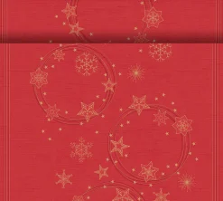 Duni 3-in-1 tafeldecoratie Star Shine rood 40 x 480 cm