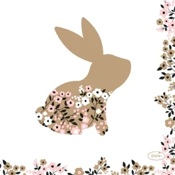 Duni paasservetten Blooming Bunnies wit 24 x 24 cm 20 stuks