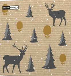 Duni servetten Deer Forest bruin 40 x 40 cm 12 stuks