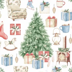 Duni servet Tree And Gift wit 33 x 33 cm 20 stuks