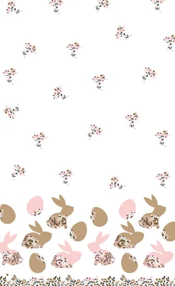 Duni tafelkleed Blooming Bunnies wit 138 x 220 cm