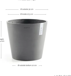 Ecopots bloempot Amsterdam grijs D 30 H 26,3 cm