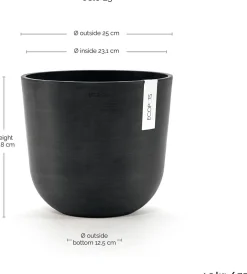 Ecopots bloempot Oslo donkergrijs D 25 H 21,8 cm