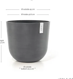 Ecopots bloempot Oslo grijs D 45 H 39,2 cm