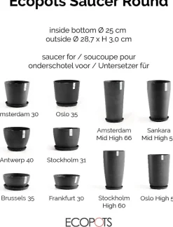 Ecopots plantenschotel Amsterdam donkergrijs D 28,7 H 3 cm