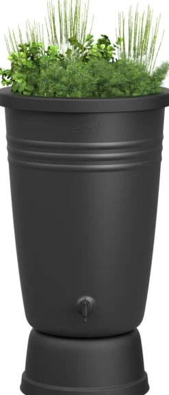 Elho green basics regenton met bloembak zwart 200 L