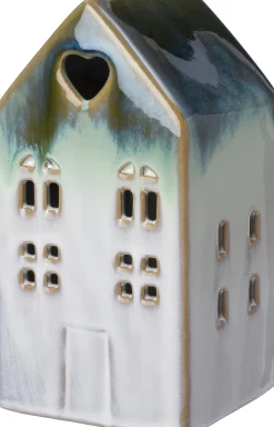 Intratuin beeld Aime huisje met LED wit / groen 10 x 7,5 x 16 cm