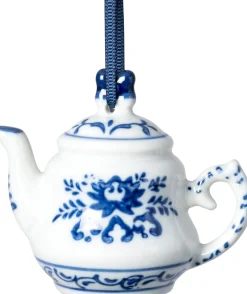 Intratuin beeld Berri theepot wit / blauw 7,5 x 5 x 8 cm