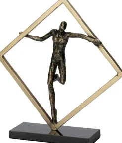 Intratuin beeld op voet Ron goud / zwart 29,5 x 10 x 30 cm