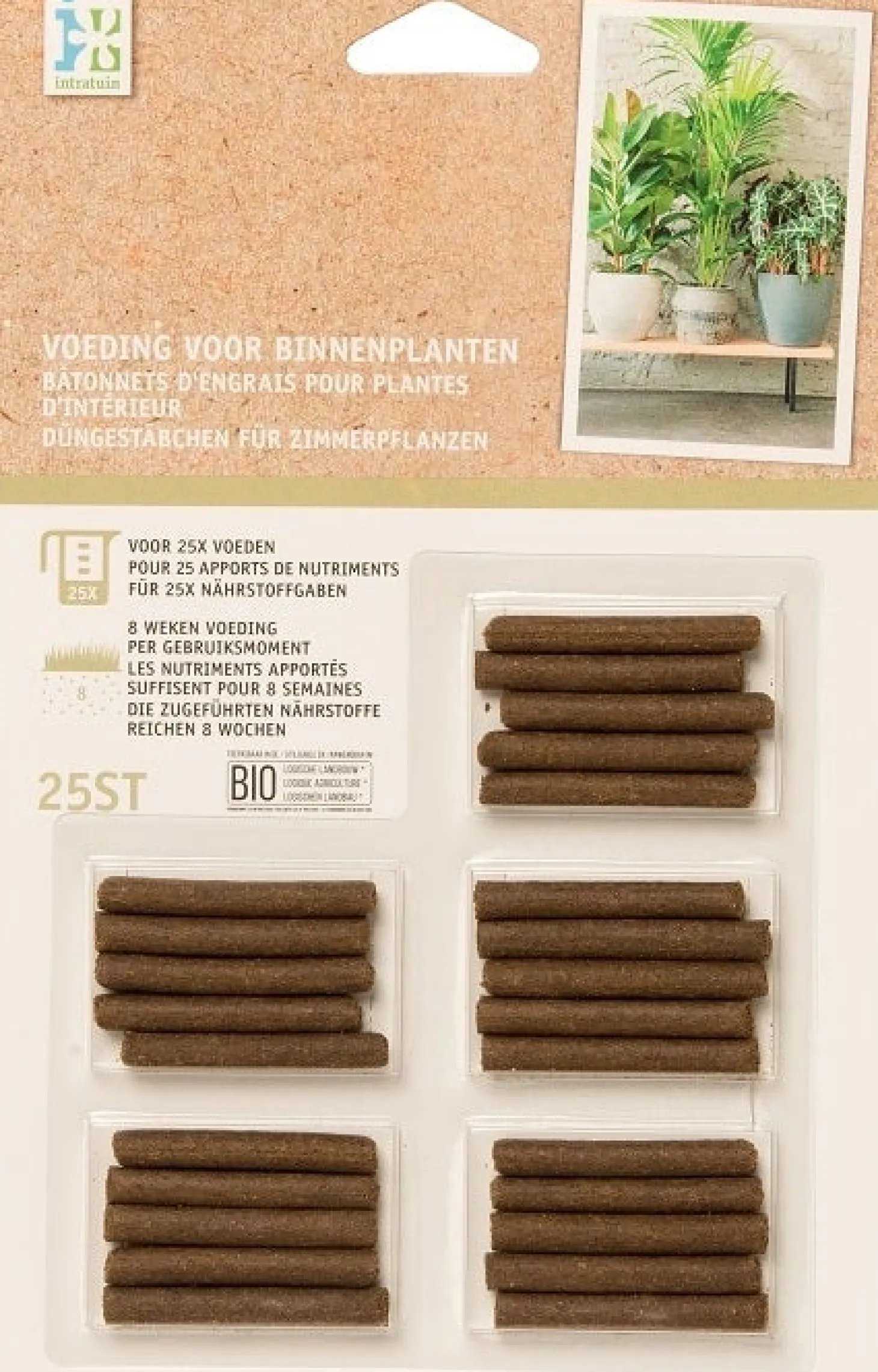 Intratuin binnenplantenvoeding Bio 25 staafjes