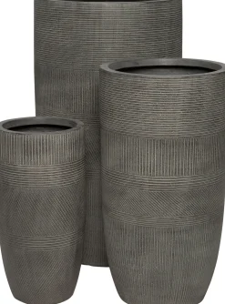Intratuin bloempot Lijnen grijs D 24 H 48 cm