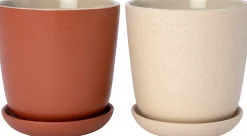 Intratuin bloempot met schotel Shai beige D 19,8 H 20 cm