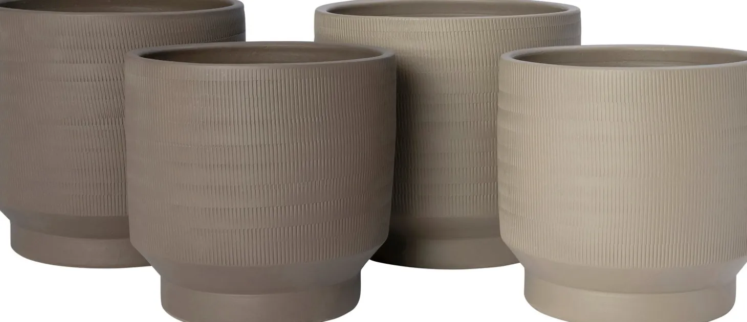 Intratuin bloempot op voet Como beige D 25 H 23 cm