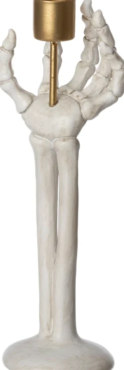 Intratuin halloween decoratie Skelly kandelaar wit 7,2 x 4,8 x 21 cm
