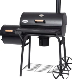 Intratuin houtskool barbecue met rookoven Texas grill Amarillo 126 x 72,5 x 138 cm + Intratuin barbecue hoes