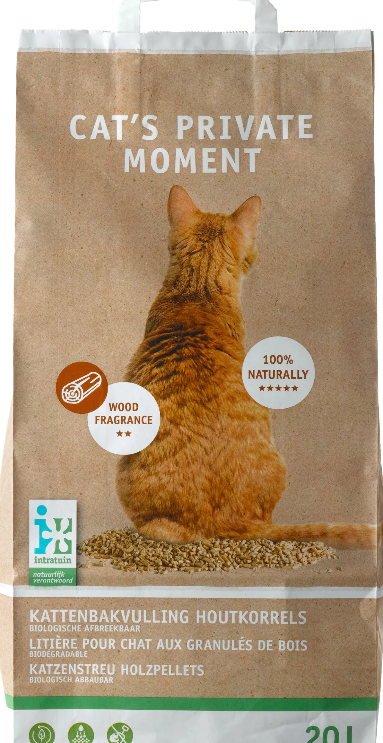 Intratuin kattenbakvulling houtkorrels 20 L