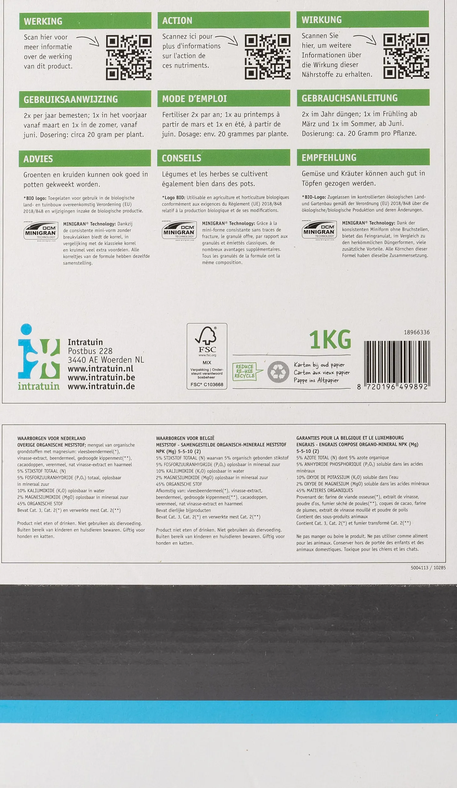 intratuin moestuin en kruidenvoeding Bio 1 kg