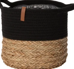 Intratuin opbergmand Floro naturel / zwart D 30 H 26 cm