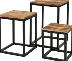 Intratuin plantentafel Flynn zwart / naturel 35 x 35 x 51 cm