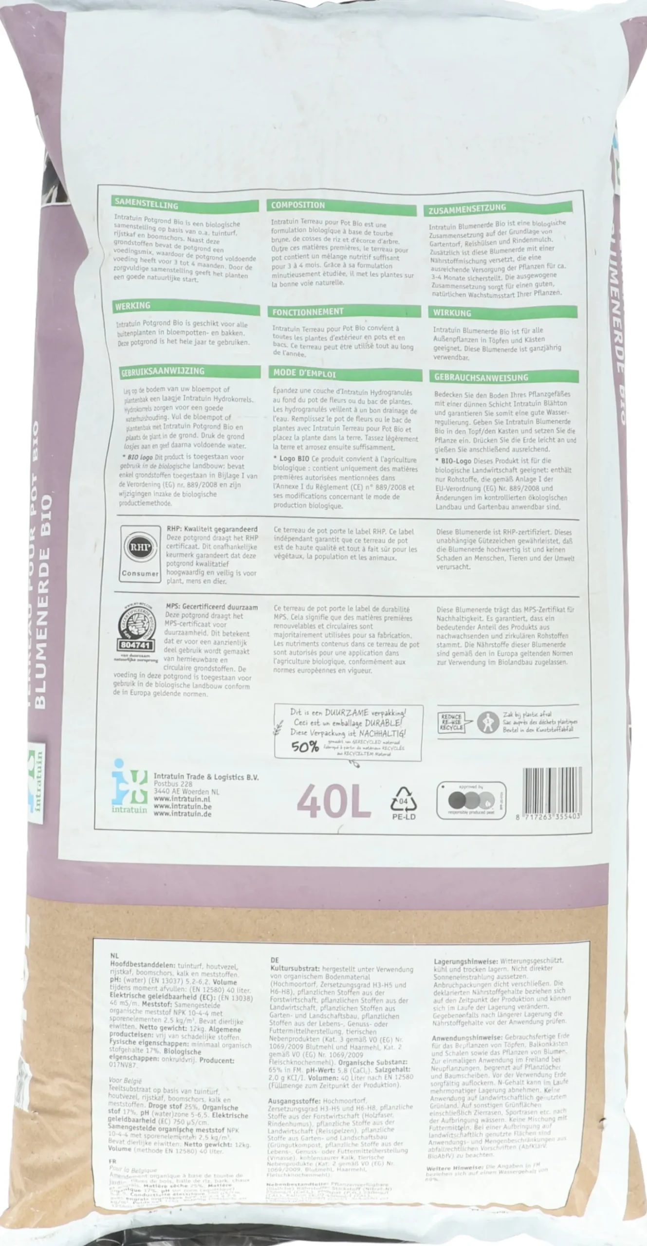 Intratuin potgrond Bio RHP 40 L