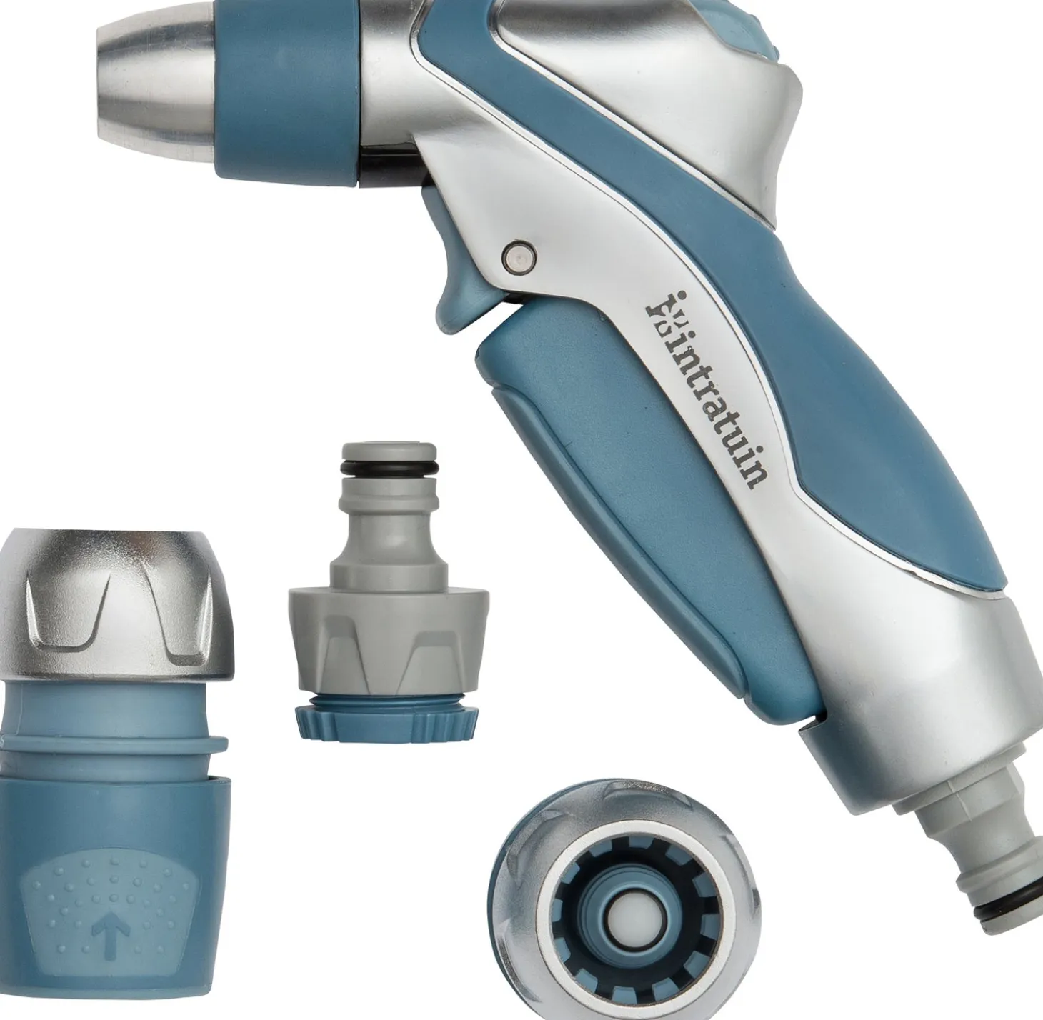 Intratuin premium spuitpistool startset 4-delig grijs/blauw