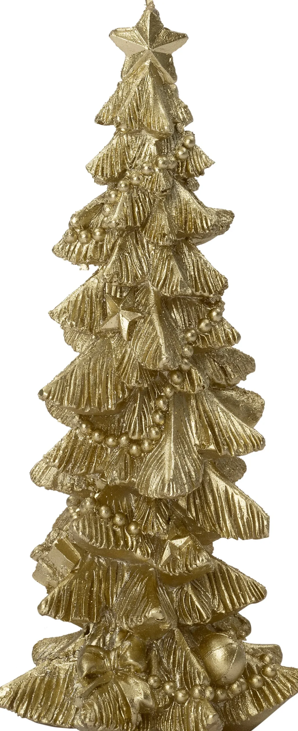 Intratuin stompkaars Kerstboom goud 6 uur D 9,5 H 19 cm