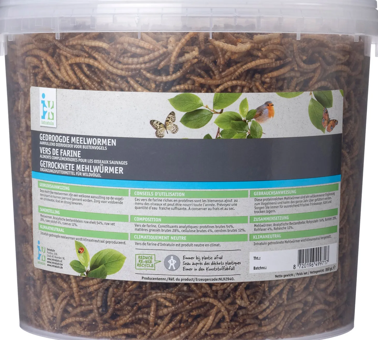 Intratuin tuinvogelvoer gedroogde meelwormen 860 g