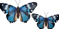 Intratuin tuin wanddecoratie vlinder blauw 25 x 45 x 1,5 cm