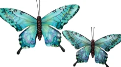 Intratuin tuin wanddecoratie vlinder turquoise 20 x 34 x 1,5 cm