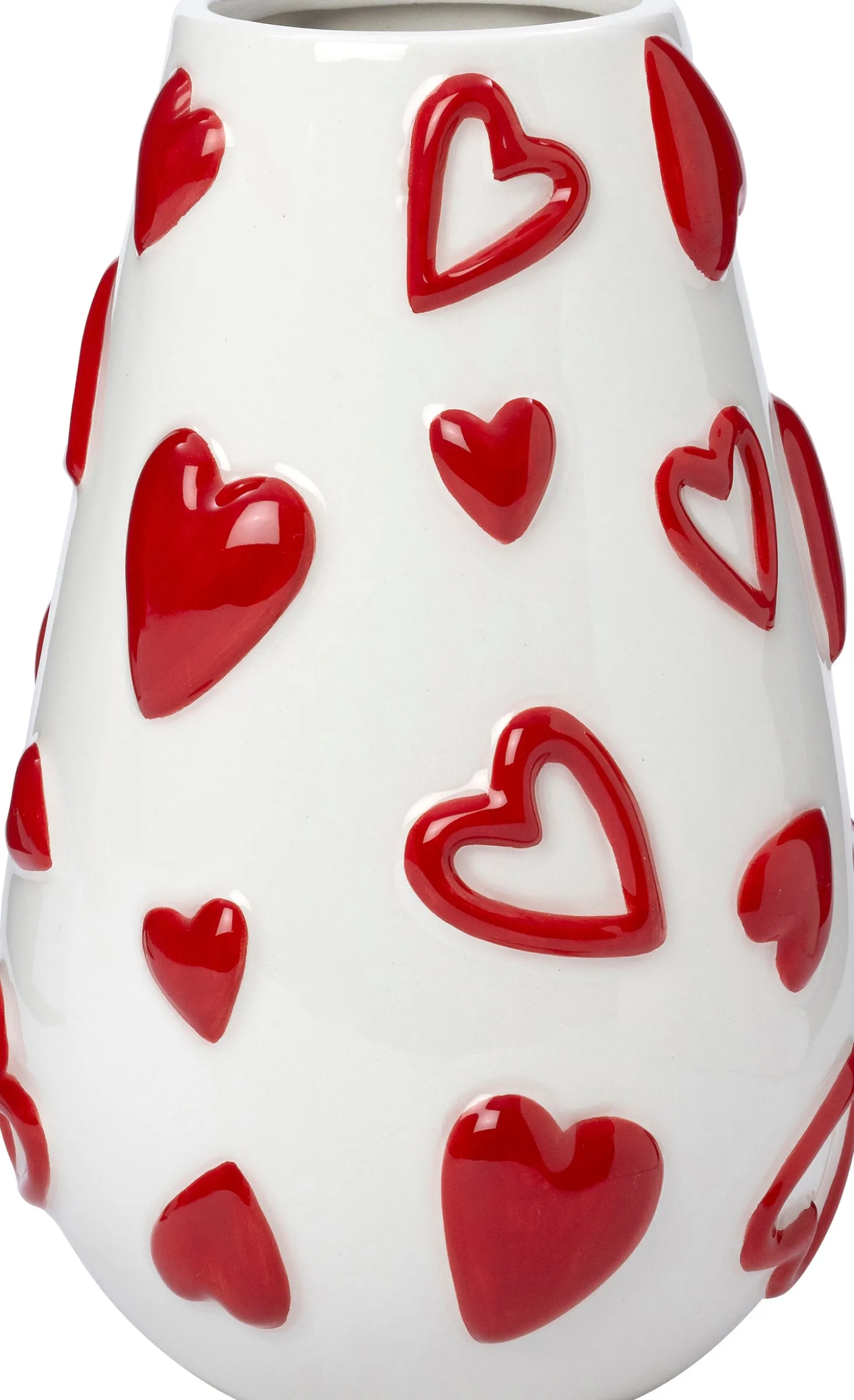 Intratuin vaas Hart wit / rood D 14 H 21 cm