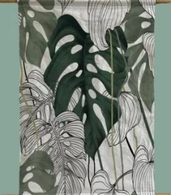 Intratuin wanddoek Monstera wit / groen 90 x 60 cm