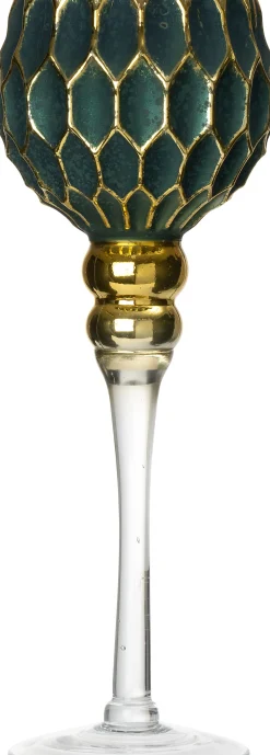 Intratuin waxinelichthouder op voet Cato goud / groen D 12 H 35 cm