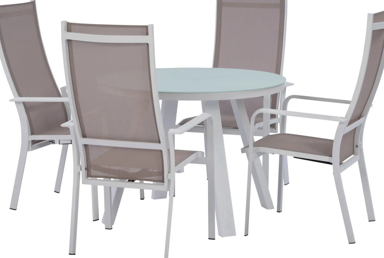 Intratuin 4-zits diningset Levi standenstoel wit