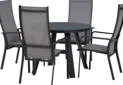 Intratuin 4-zits diningset Levi standenstoel antraciet