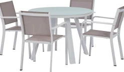 Intratuin 4-zits diningset Levi stapelstoel wit