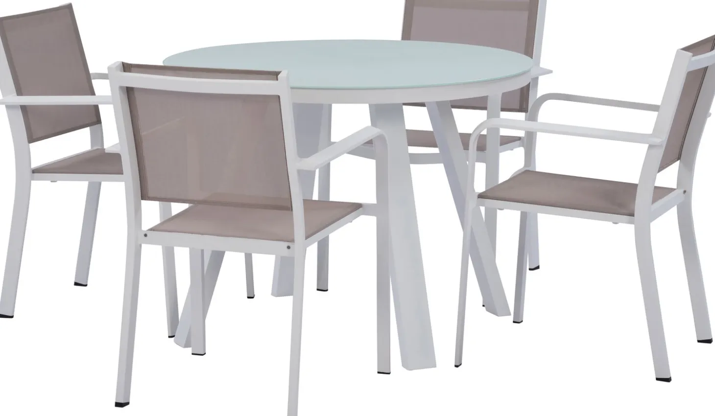 Intratuin 4-zits diningset Levi stapelstoel wit