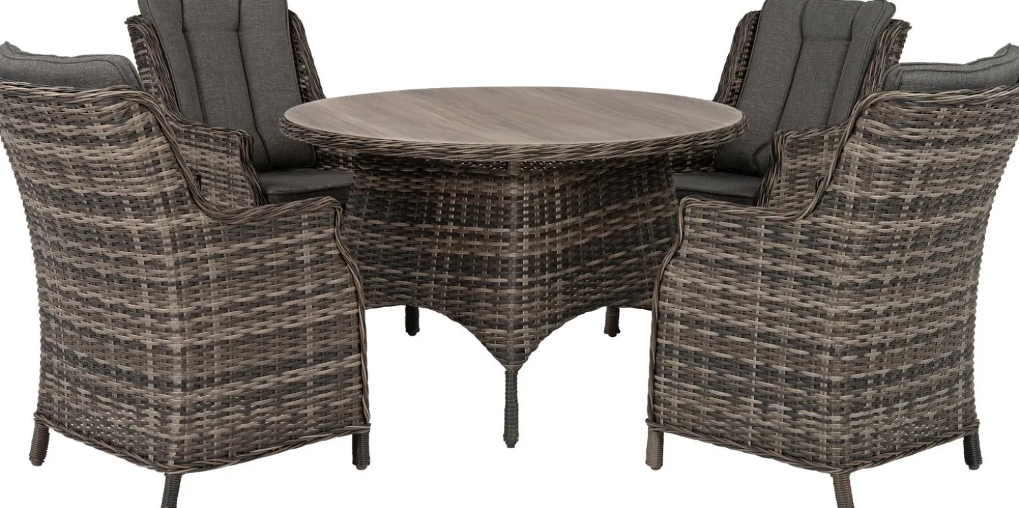 Intratuin 4-zits diningset Lima wicker bruin / grijs