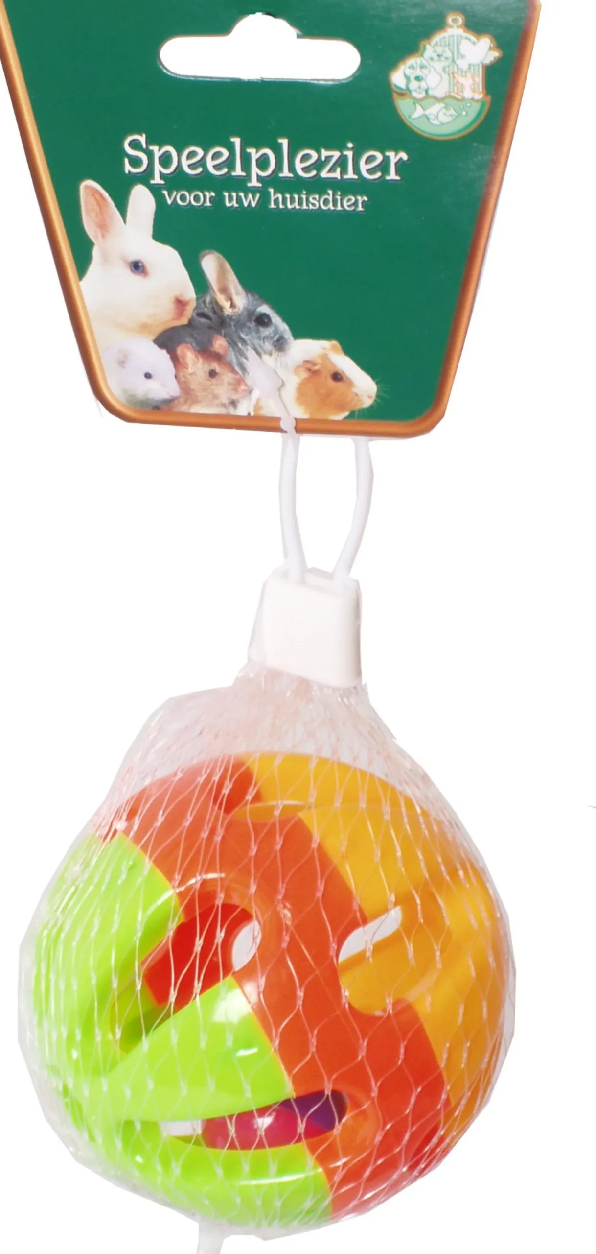 Knaagdierbal met bel plastic 7.5 cm