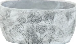 Mega Collections bloempot Dandelion grijs 27 x 15 x 13 cm