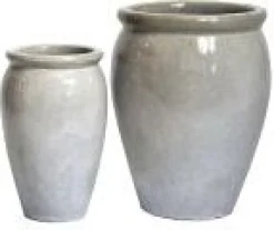 Mega Collections bloempot Delta wit / grijs D 27 H 40 cm