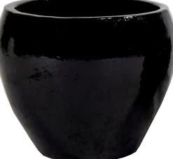 Mega Collections bloempot Glazed zwart D 20 H 18 cm