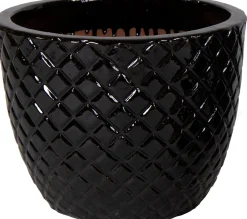 Mega Collections bloempot Glazed zwart D 22 H 18 cm
