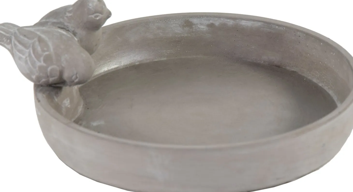 Mega Collections vogelbad rond grijs D 28 H 5 cm