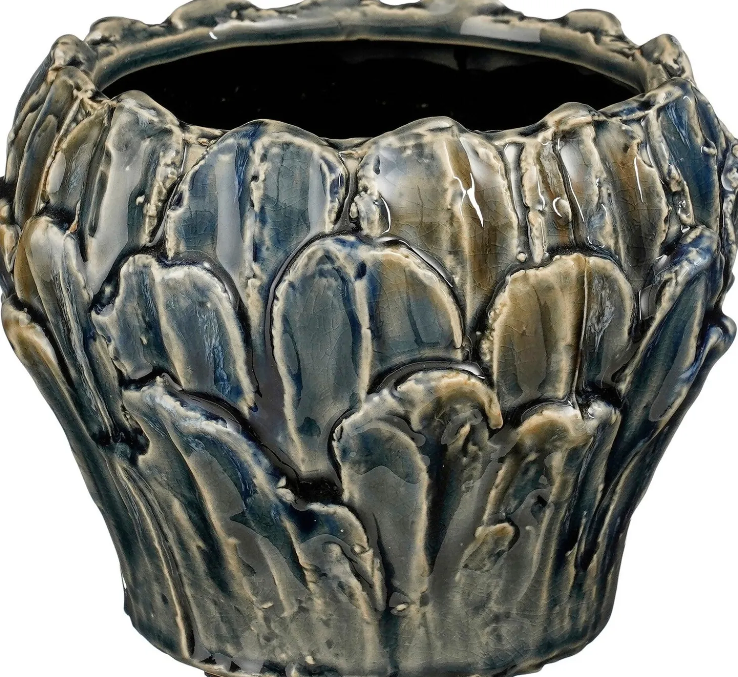 Mica Decorations bloempot Leaf blauw D 15 H 11,5 cm