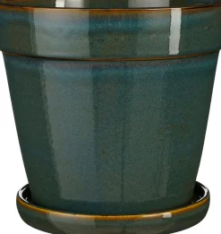 Mica Decorations bloempot met schotel Clint groen D 23 H 21 cm