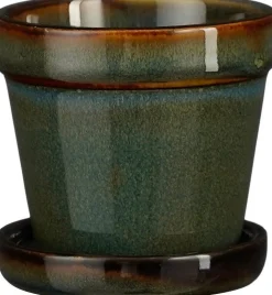 Mica Decorations bloempot met schotel Clint groen D 7,5 H 7,5 cm