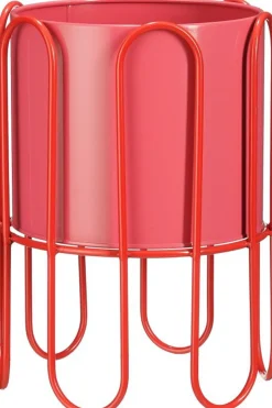 Mica Decorations bloempot op standaard Dione rood / roze D 25,5 H 35 cm