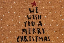 Mica Decorations kokosmat merry christmas bruin / rood 60 x 40 cm